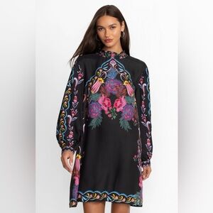 Johnny Was Kalova Black Floral Mini Dress
